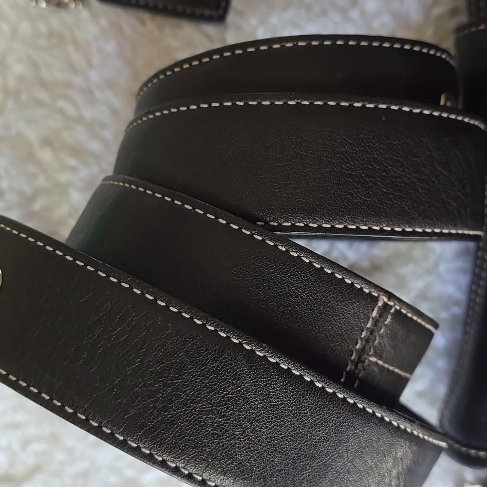 Coach Black Leather Shoulder Bag with Silver Buckle - Picture 16 of 16